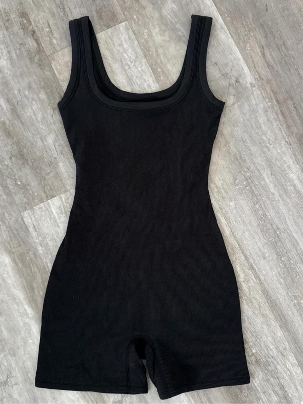 SKIMS COTTON RIB ONESIE ROMPER SMALL SOOT BLACK